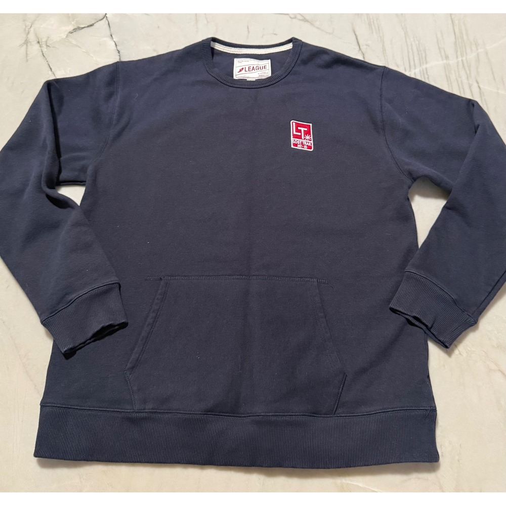 League Lost Trail MT-ID Navy Blue Crewneck Sweatshirt Large Kangaroo Pocket